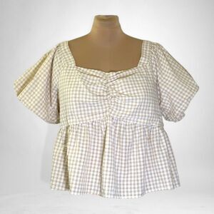 Old Navy Puff-Sleeve Smocked Seersucker Babydoll Swing Blouse, NWOT! Size 3X